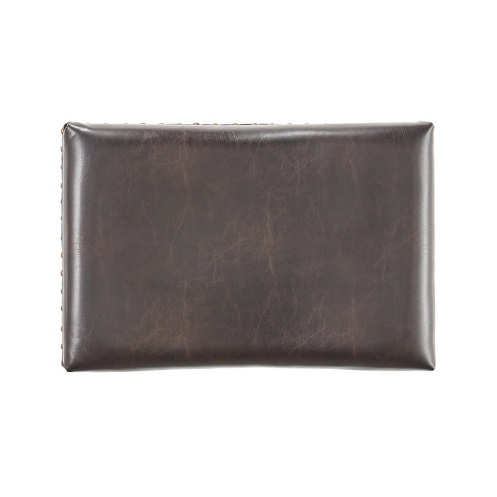 Ensemble De 2 Tabourets De Comptoir Tiffin, Siège Selle Avec Garniture Cloutée, Cuir Végétalien - Brun