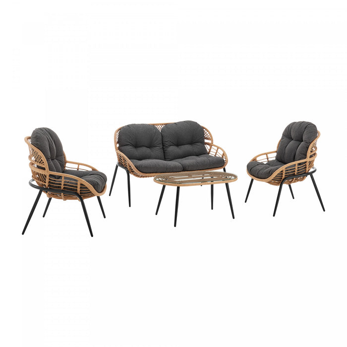 Ensemble de conversation moderne Pine 4 pieces en gris