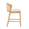 Tatti Rubber Wood Counter Stools with Cane Back Set of 2,Beige | Tatti – Lot de 2 tabourets de comptoir en bois d’hevea avec dossier en cannage, couleur beige