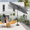 Costway 10FT Patio Solar Umbrella LED Patio Market Steel Tilt with Crank Outdoor Gray
