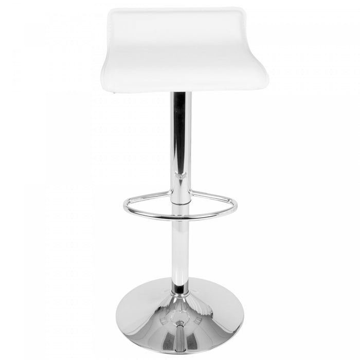Tabouret pivotant contemporain Ale à hauteur réglable en tissu blanc - ensemble de 2
