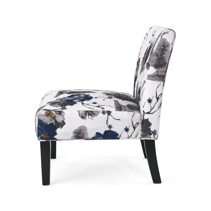 Lot De 2 Fauteuils D’appoint Oliver En Tissu aspect lin Avec Pieds En Bois D’hévéa - Bleu Et Multicolore