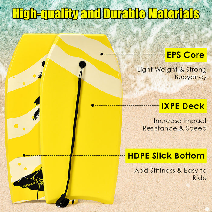 Goplus Body Board 33'' Super Lightweight Surfing Board W/leash Xpe Deck Eps Core