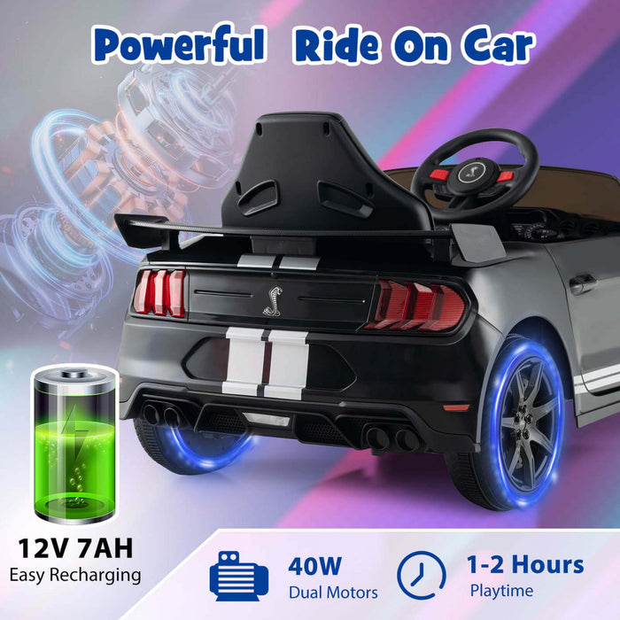 Costway 12v Sous Licence Ford Mustang Shelby Gt500 Enfants Rouler Sur Voiture Avec Telecommande Noir