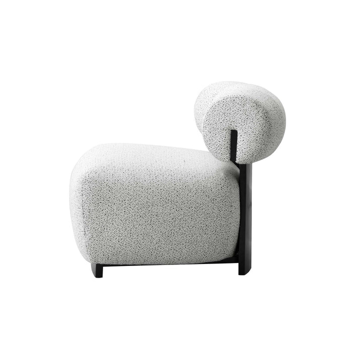 Fauteuil lounge rembourre Bartow style milieu du siecle en ivoire multicolore