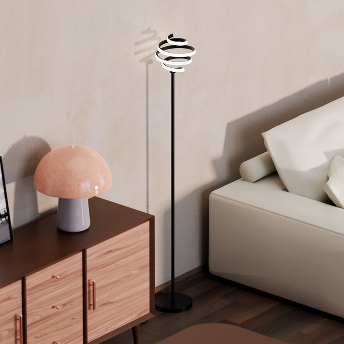 Lampe à pied en spirale à DEL de 59 po noir mat