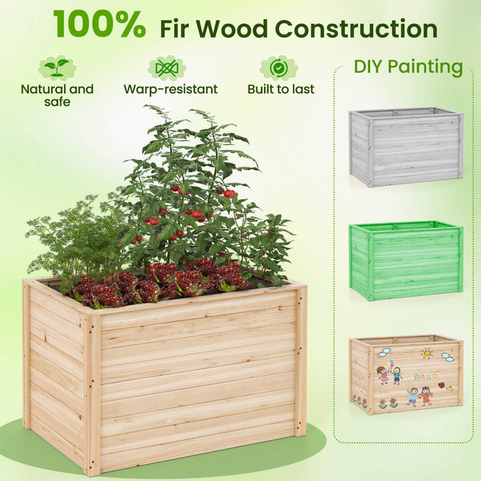 Boite De Planteur Elevee Costway 2 Pcs Avec Base Ouverte Pour Legumes Profondement Enracines