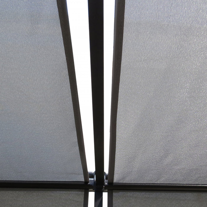 Outsunny 10' X 10' Pergola Retractable De Jardin Auvent Abri Soleil Avec Toit Coulissant Cadre En Acier Pour L'exterieur Gris Fonce