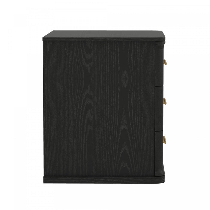 Table de nuit traditionnelle Clifford en noir (3 tiroirs)