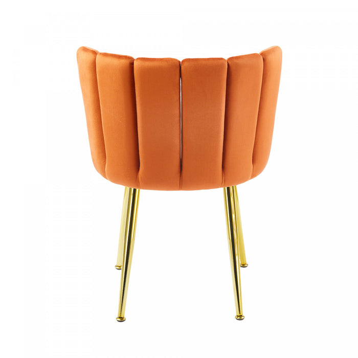 Lot de 2 chaises de salle a manger Lila en velours, couleur orange