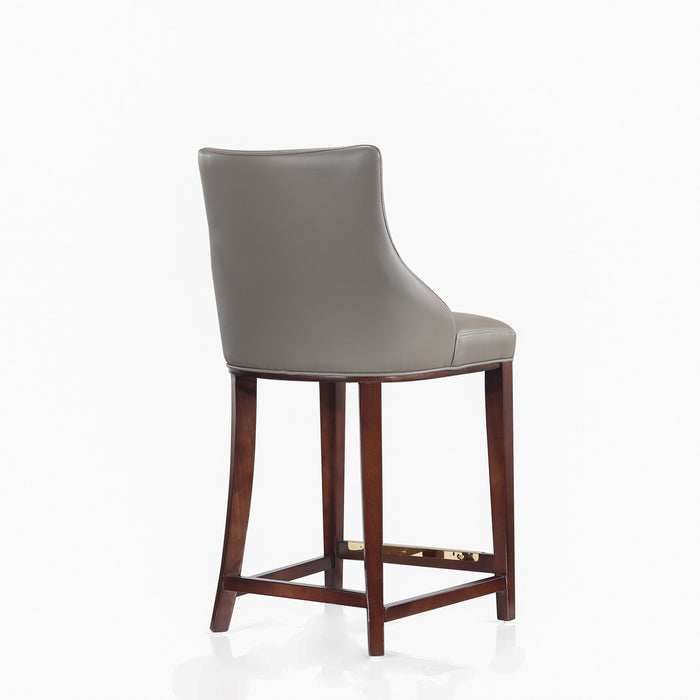 Tabouret de comptoir moderne en bois avec assise rembourree Shubert, taupe fonce - Lot de 3