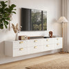 HOMCOM Modern Floating Nightstand Set of 2, Bedside Table, White