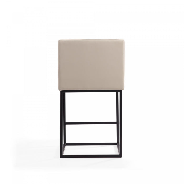 Tabouret de comptoir rembourre en metal style mid-century modern Ambassador, creme - Lot de 3