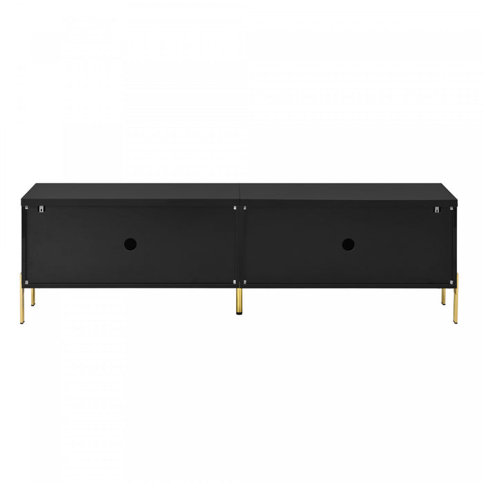 Croma Meuble TV Moderne Haute Brillance 67 po avec Gestion des Cables et Garniture Doree, Noir