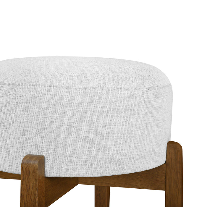 Vera – Lot de 2 tabourets de bar en bois d’hevea pour interieur avec coussin rond ivoire, finition noyer fonce