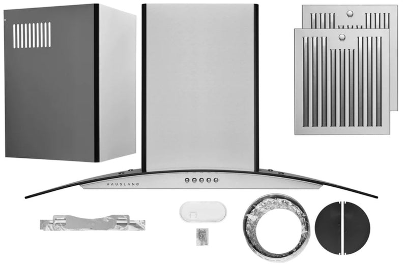 Hotte de cuisinière murale Hauslane de 30 po de style auvent en verre - WM-600SS-30