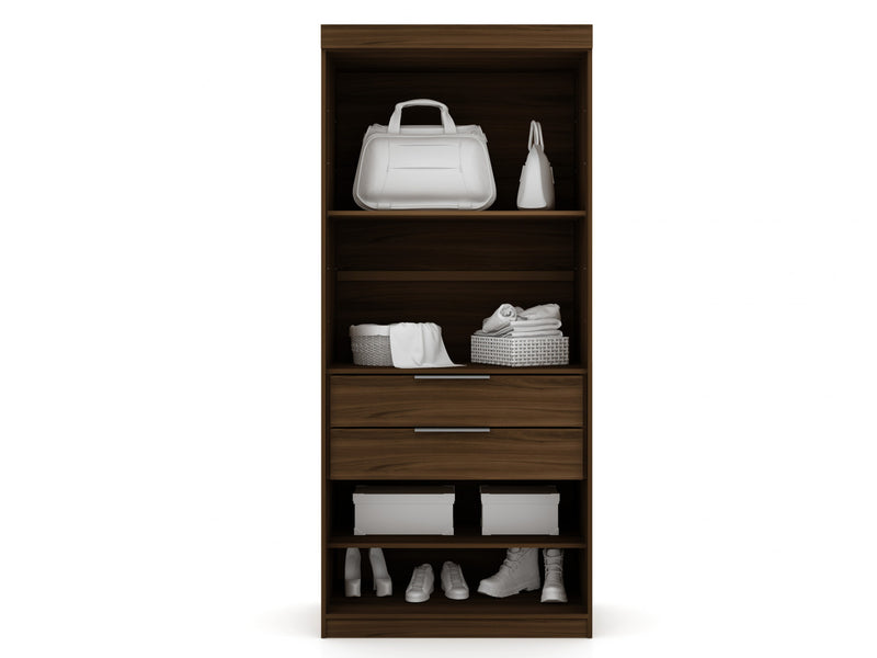 Armoire contemporaine moderne Mulberry 2 pieces en brun chataigne
