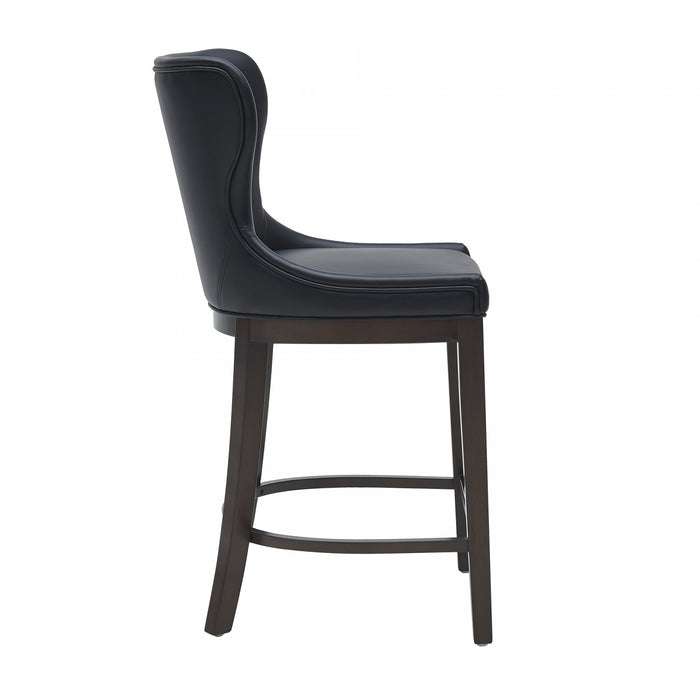 Tabouret de comptoir Blair moderne en bois et tissu, noir - Lot de 3