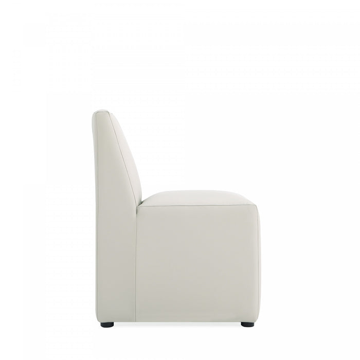 Chaise de salle a manger moderne en cuir vegetalien gris pierre Anna - Lot de 2