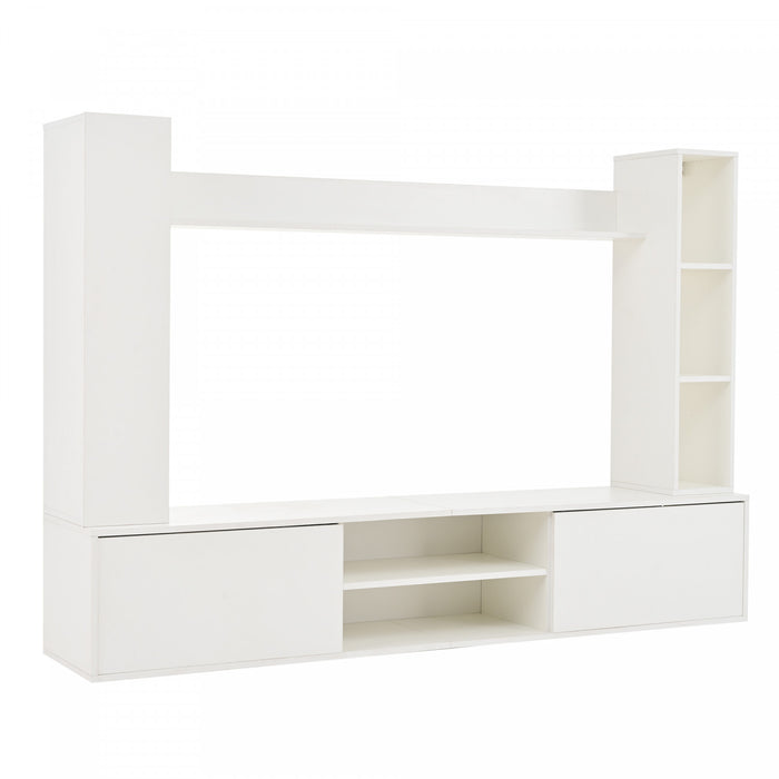 Zara Ensemble Meuble TV Mural 65 po avec Etageres d'Exposition, Blanc