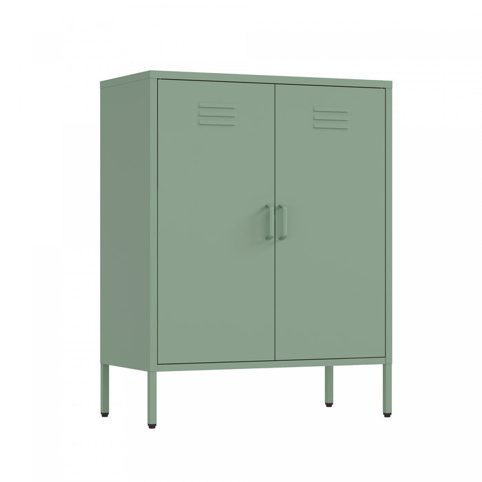 Armoire d’appoint moderne Naomi 32\" en metal vert sauge