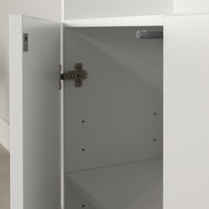 Liora Ensemble Bibliotheque Et 2 Bibliotheques Etroites 2 Portes - Blanc Solide