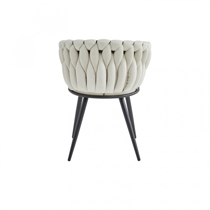 Chaise de salle à manger avec accoudoirs Hildy en velours beige (ensemble de 2)