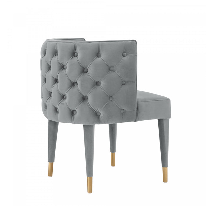 Chaise de salle a manger Maya en velours moderne gris - Lot de 2