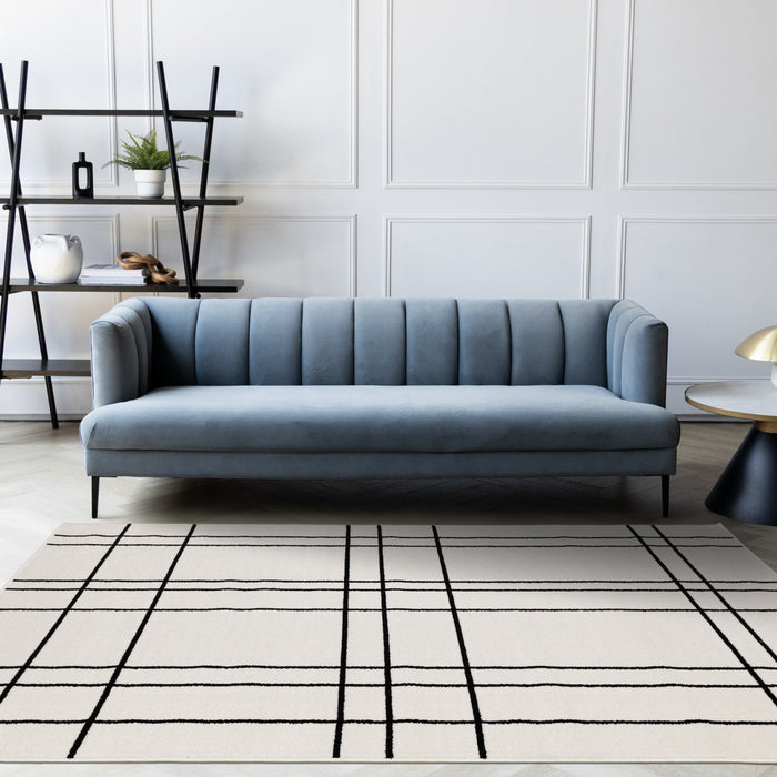 Tapis Covington a carreaux gris et blanc, 6'7\" x 9'10\"
