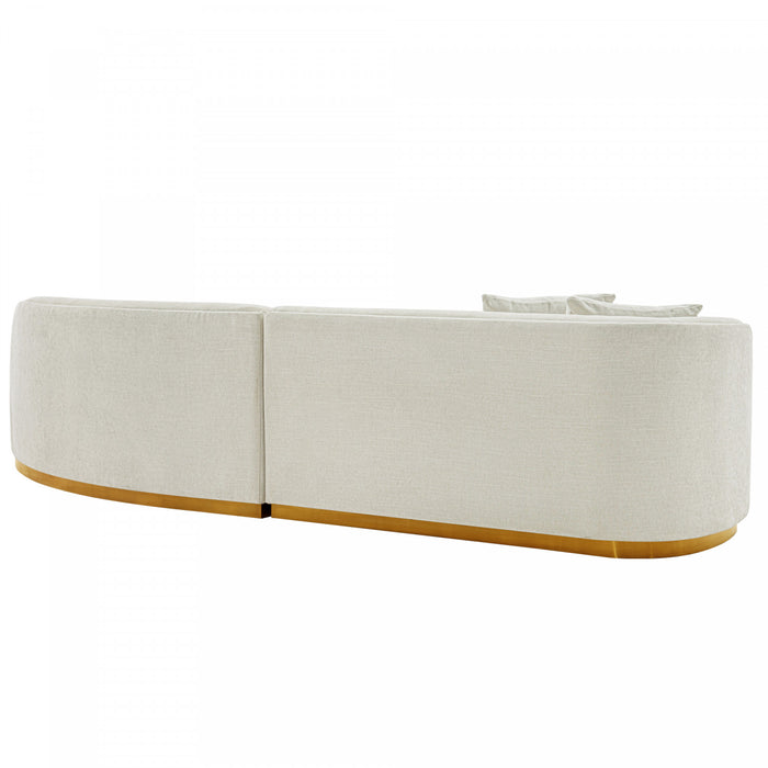 Canape d’angle moderne Daria 132\" en chenille ivoire