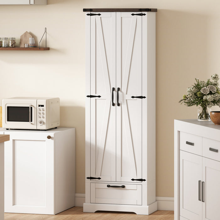 HOMCOM Placard de Cuisine 71 po, Meuble de Rangement avec 2 Portes, Blanc