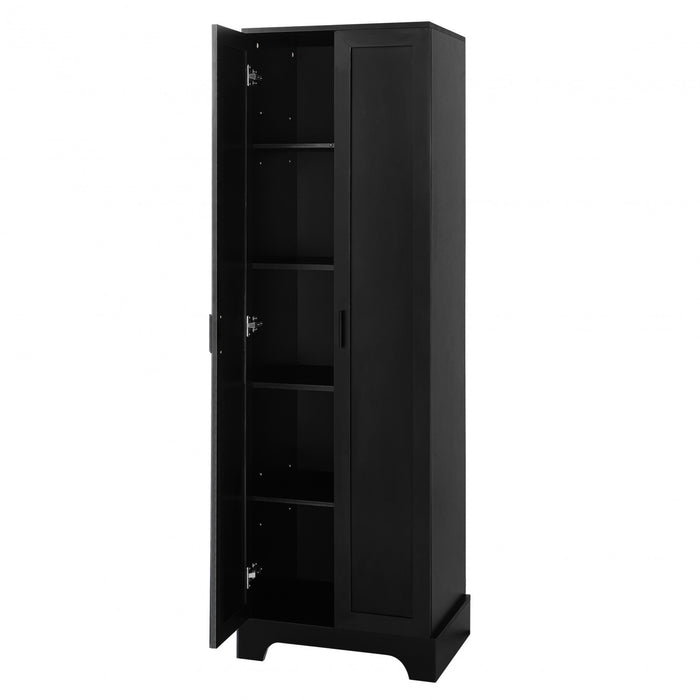 Liam Armoire de rangement multifonction avec portes et etageres reglables, Noir