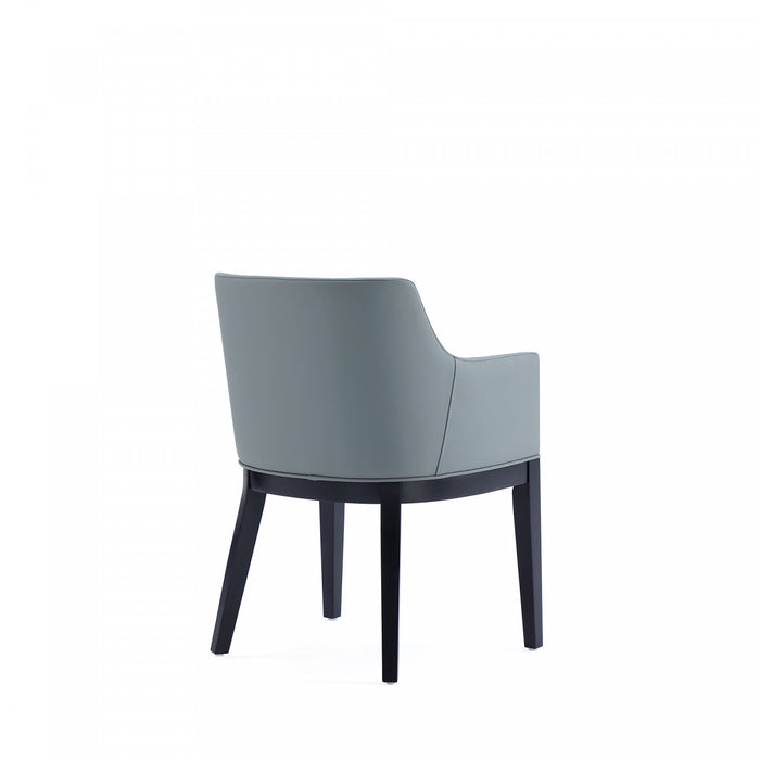 Fauteuil moderne Gansevoort en bois et cuir vegetalien couleur etain - Lot de 2