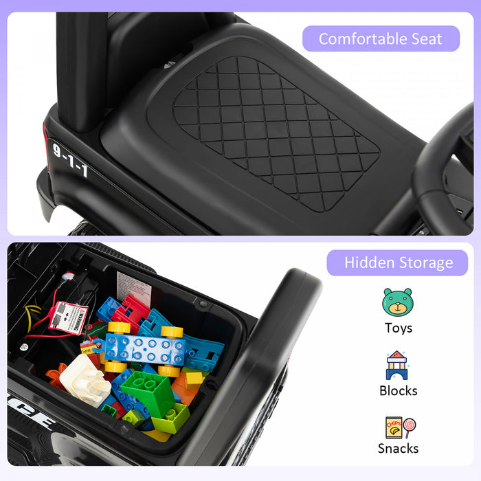 Costway Voiture De Police Electrique Pour Enfants, Voiture Electrique A Batterie De 6v Avec Megaphone, Sirene Et Lumieres, Jouet Electrique Avec Fonctions Musicales, Cadeau Pour Garcons Et Filles De 18 A 60 Mois