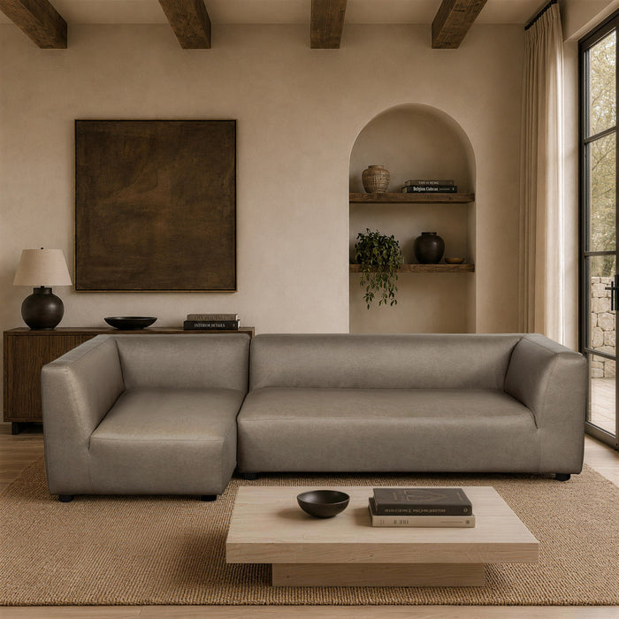 Canape sectionnel moderne contemporain Lukas 2 pieces, 300 cm, angle gauche, coloris taupe