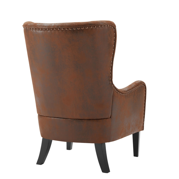 Havenwood Fauteuil d'Appoint HI-BACK a Clous Decoratifs, Brun