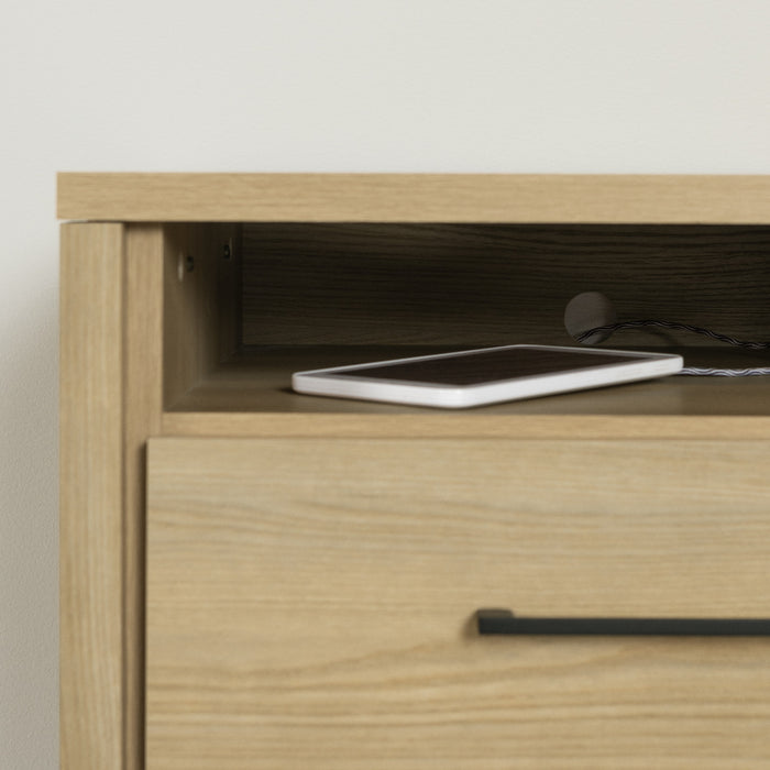 Table de nuit Gravity à 2 tiroirs - frêne naturel