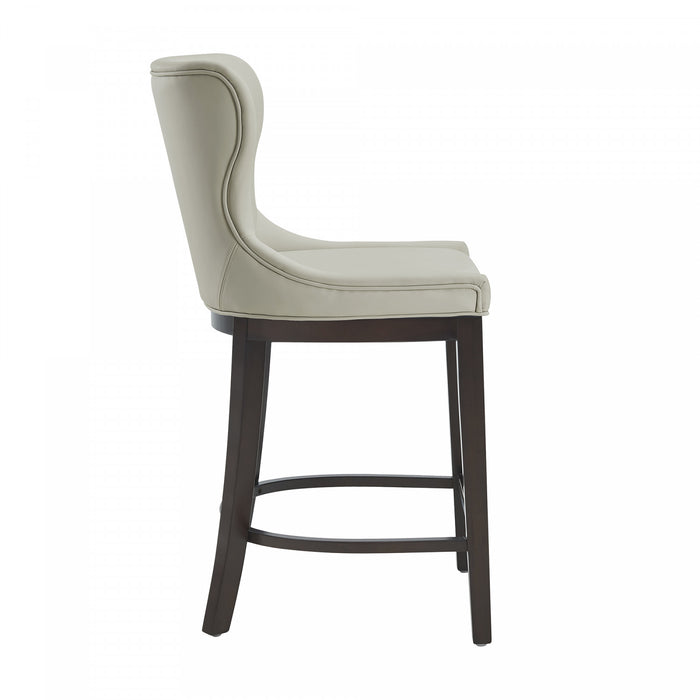 Tabouret de comptoir Blair moderne en bois avec revetement en tissu couleur pierre - Lot de 2