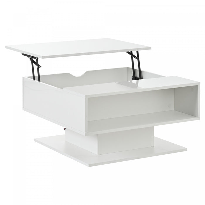 Ethan table basse relevable avec eclairage LED, blanc