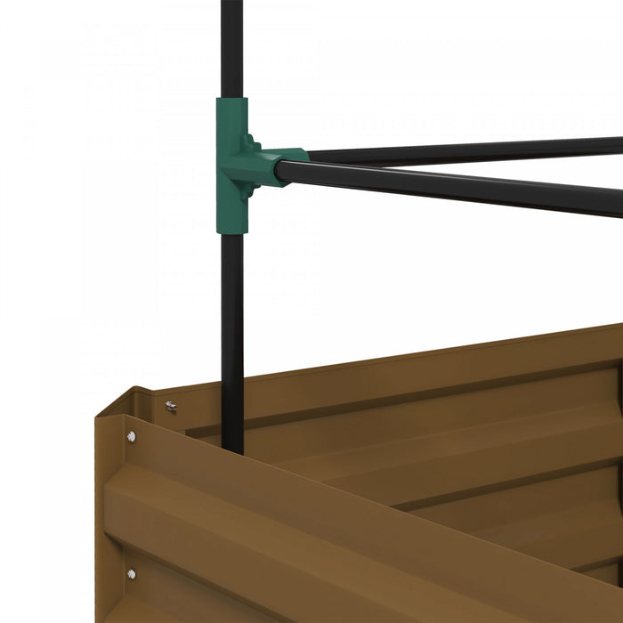 Outsunny Lit De Jardin Sureleve Galvanise Avec Cage En Treillis, Marron