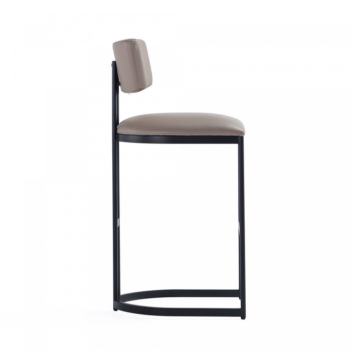 Tabouret de bar moderne contemporain en metal Juno, couleur taupe