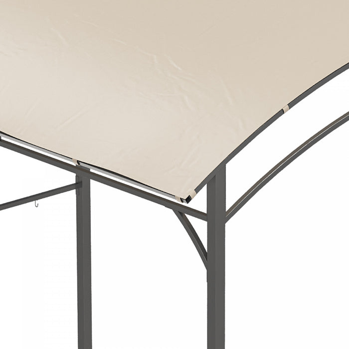 Outsunny 7' X 5' Bbq Tente De Gazebo De Gril, Auvent De Gril De Jardin Avec Cadre En Acier Et Crochets, Parasol D'exterieur, Beige