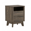 Orlen Mid-Century Modern 2-Drawer Multi-Purpose Nightstand & End Table in Jacobean Walnut | Table de chevet et bout de canape polyvalent Orlen mi-siecle moderne a 2 tiroirs en noyer Jacobean