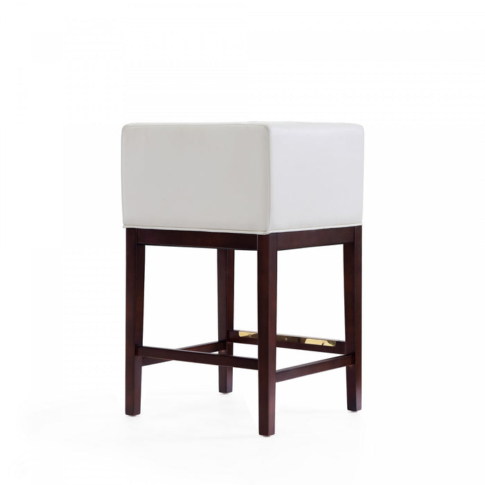 Tabouret de comptoir en bois rembourre ivoire style Mid-Century Modern Kingsley - Lot de 2
