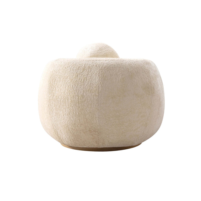 Fauteuil lounge Tribeca style mid-century en chenille creme - Lot de 2