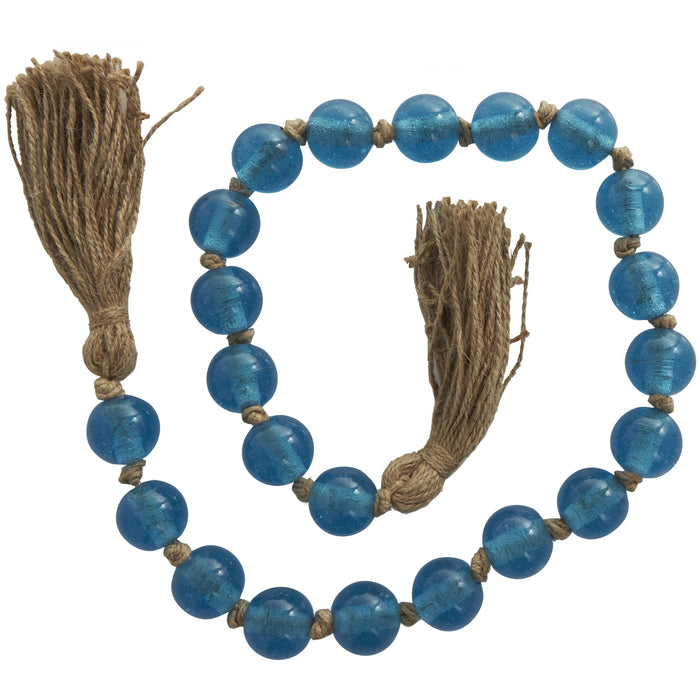 Grande guirlande de perles de 45 po en verre - bleu ciel foncé