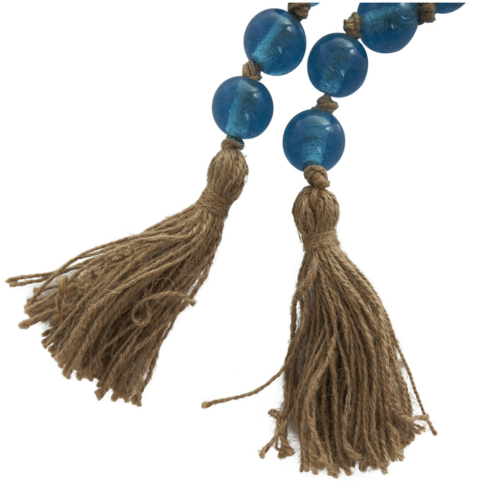 Grande guirlande de perles de 45 po en verre - bleu ciel foncé