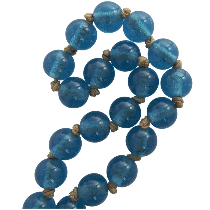 Grande guirlande de perles de 45 po en verre - bleu ciel foncé