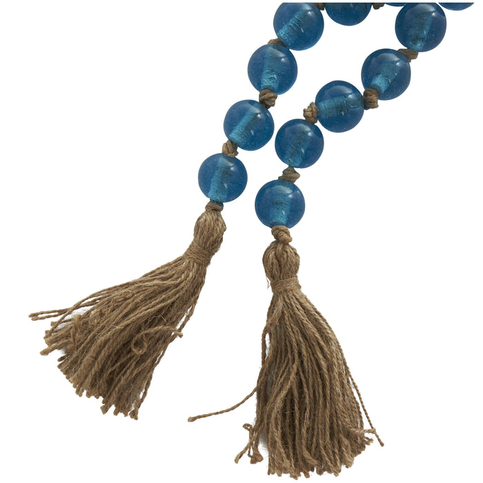 Grande guirlande de perles de 45 po en verre - bleu ciel foncé