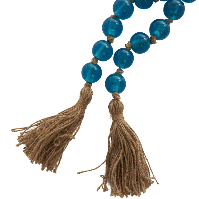 Grande guirlande de perles de 45 po en verre - bleu ciel foncé
